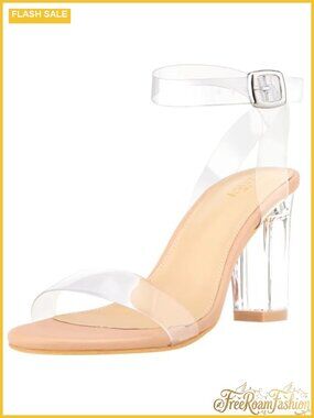 Clear Chunky Block Heeled Sandals Ankle Strap High Heels